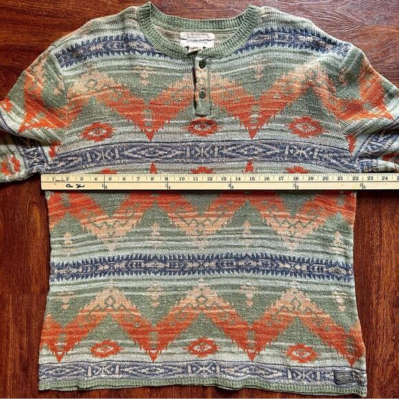 VTG Ralph Lauren Denim & Supply 90’s Multicoloured Aztec Henley Knit XL Jumper - Picture 6 of 6